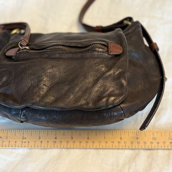 Massimo Dutti Genuine Leather Crossbody Bag – Dark Brown – Boho Vintage Style - Picture 9 of 15